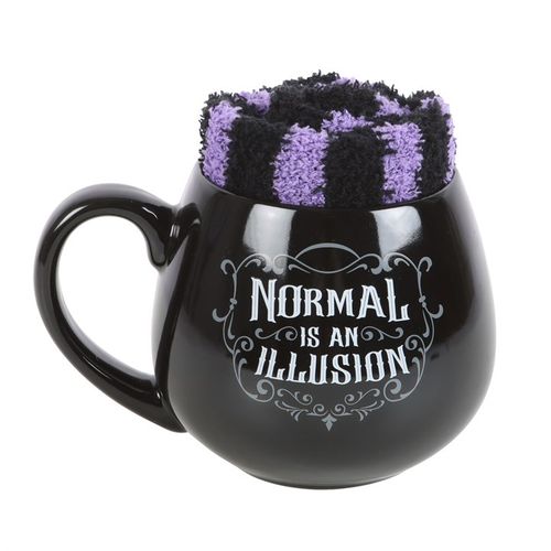 طقم كوب وجوارب "Normal is an Illusion" القوطي