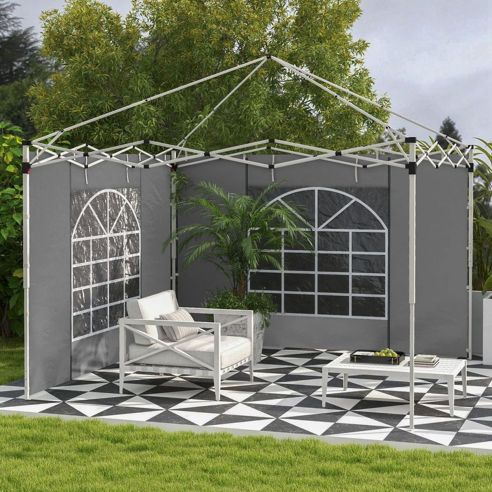 Premium Grey Side Panels for Outsunny 3x3m or 3x6m Pop Up Gazebo - 2 Pack