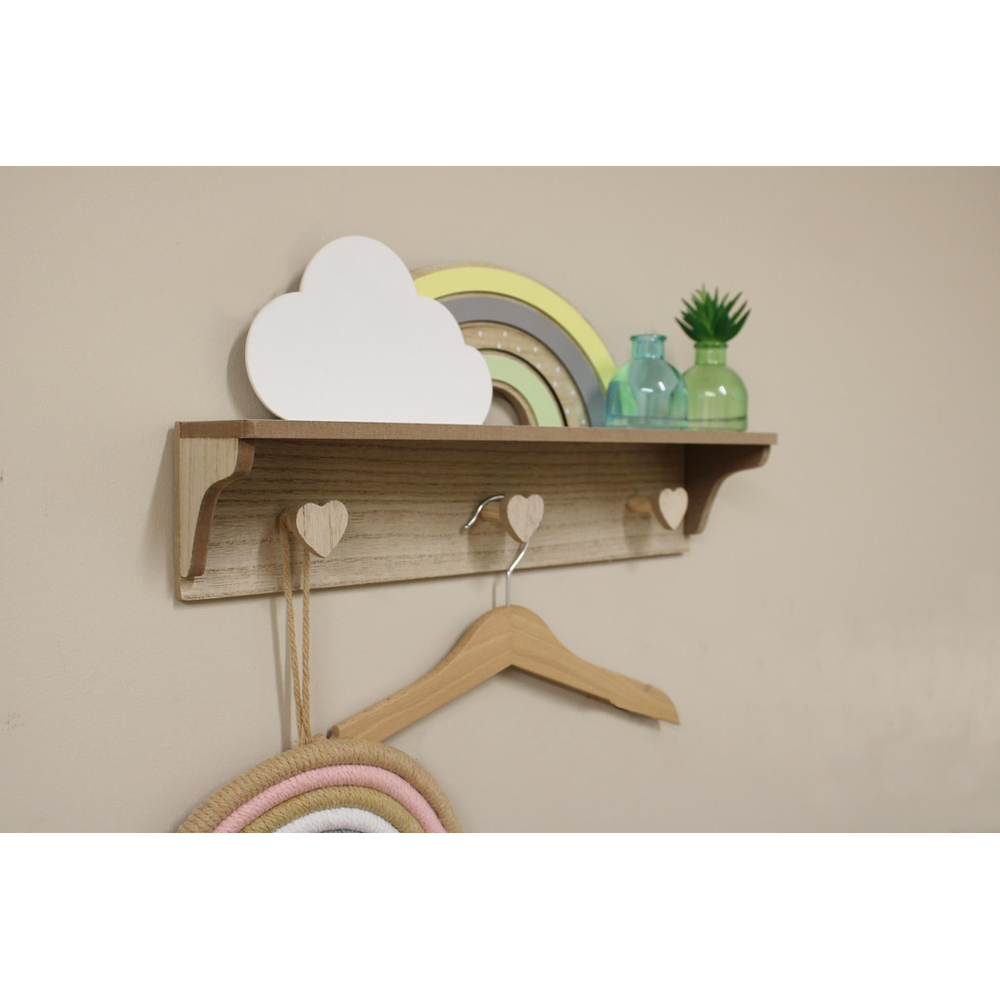 Magical Rainbow Cloud Shelf with Hooks
