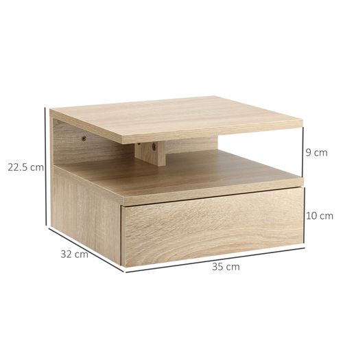 HOMCOM Nightstand Set of 2, Wall Mounted Bedside Cabinet