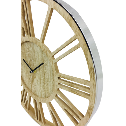 Wooden Silver Clock 40cm