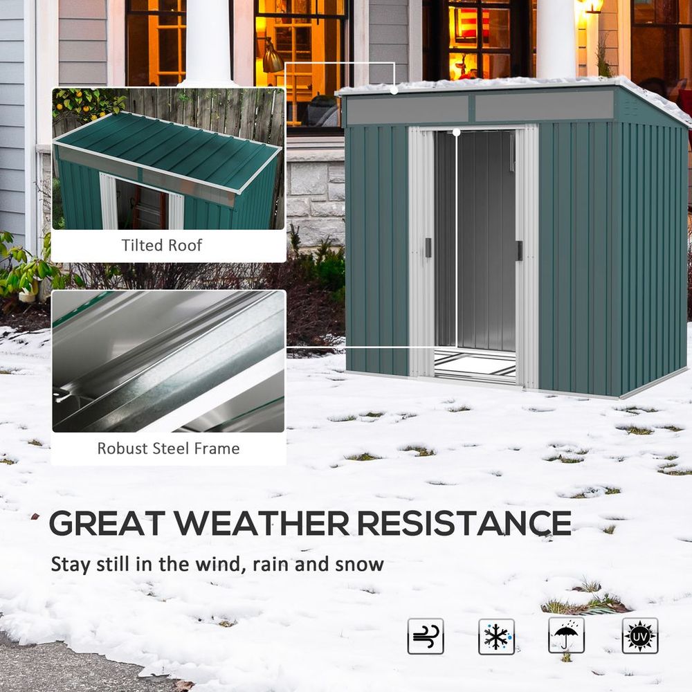 Outsunny 6.5x4FT Lockable Metal Garden Shed - Waterproof, Ventilated, Green