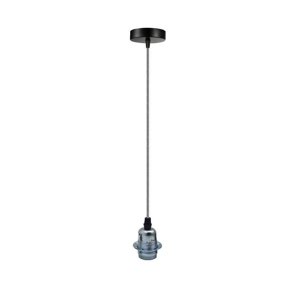 Vintage Industrial Chrome Pendant Light Fitting, lampshade Holder Fitting  Set with 2m Cable.
