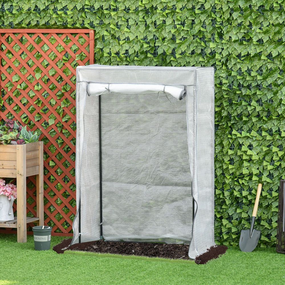 Outsunny Mini Greenhouse - Steel Frame, PE Cover, Roll-up Door - 100 x 50 x 150cm