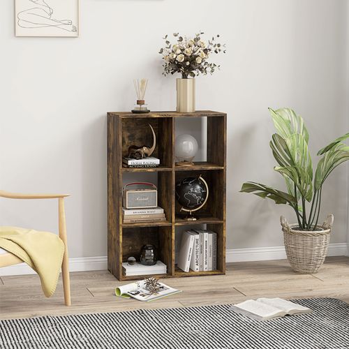 HOMCOM Storage Cabinet Bookcase 6 Cube for Home Office