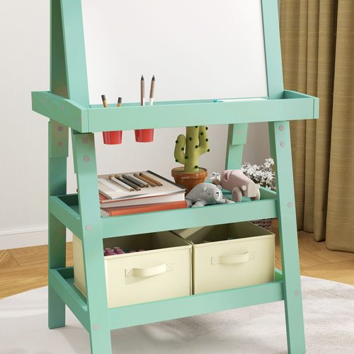 AIYAPLAY Double-Sided Art Easel for Kids w/ Paper Roll, Storage Baskets