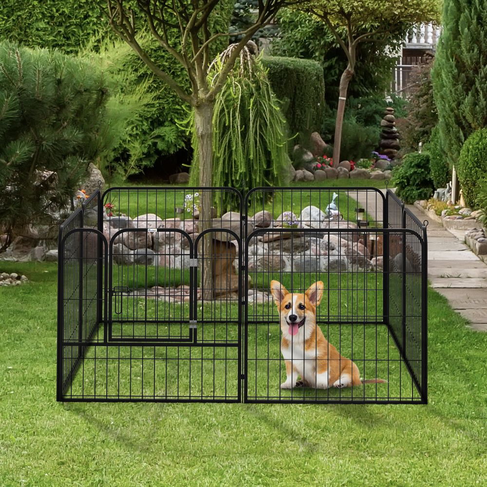 PawHut Dog Pen 8 Panels Puppy Pen Heavy Duty Pet Playpen for Indoor Outdoor for Dogs, Rabbits, Ducks 100cm High