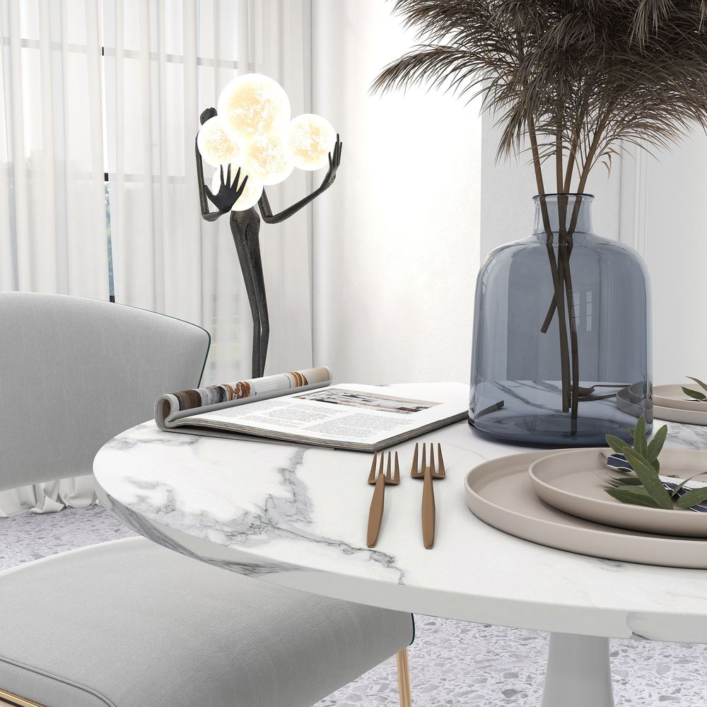 HOMCOM Round Dining Table with Steel Base for Living Room, Dining Room