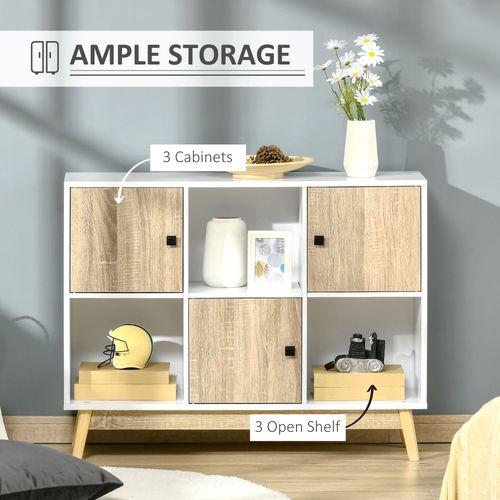 HOMCOM Bookcase, Display Cabinet with 6 Storage Cubes for Living Room