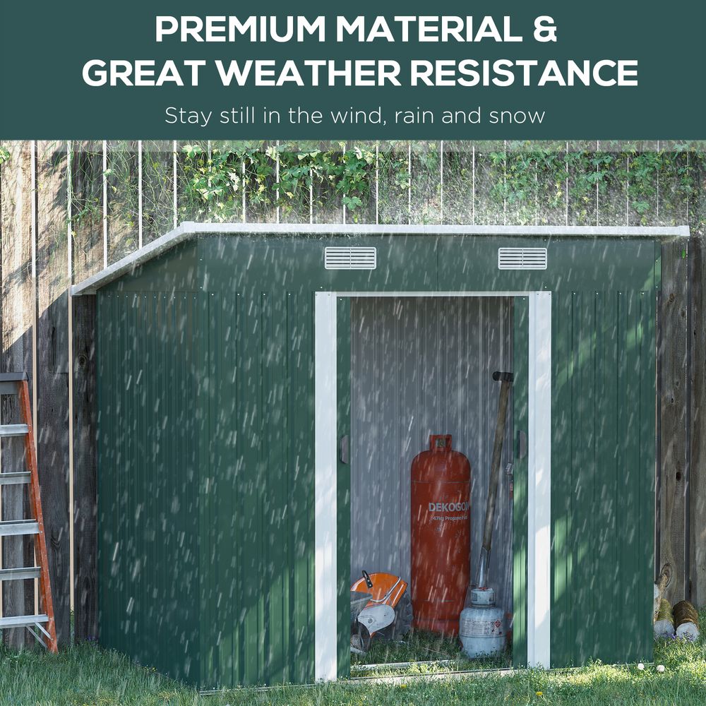 Premium 7x4ft Green Metal Storage Shed | Durable & Spacious | Perfect for Tools & Bikes