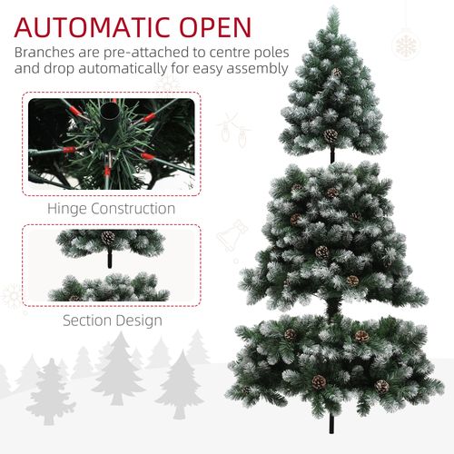 HOMCOM 5ft Artificial Pine Christmas Tree with Pinecones, Steel Base