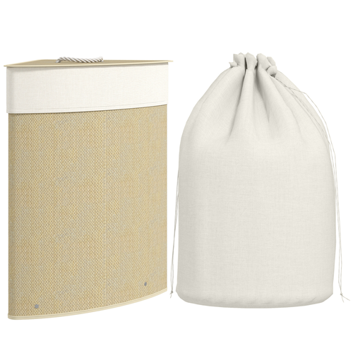 HOMCOM 55L Laundry Hamper with Removable Washable Liner Bag