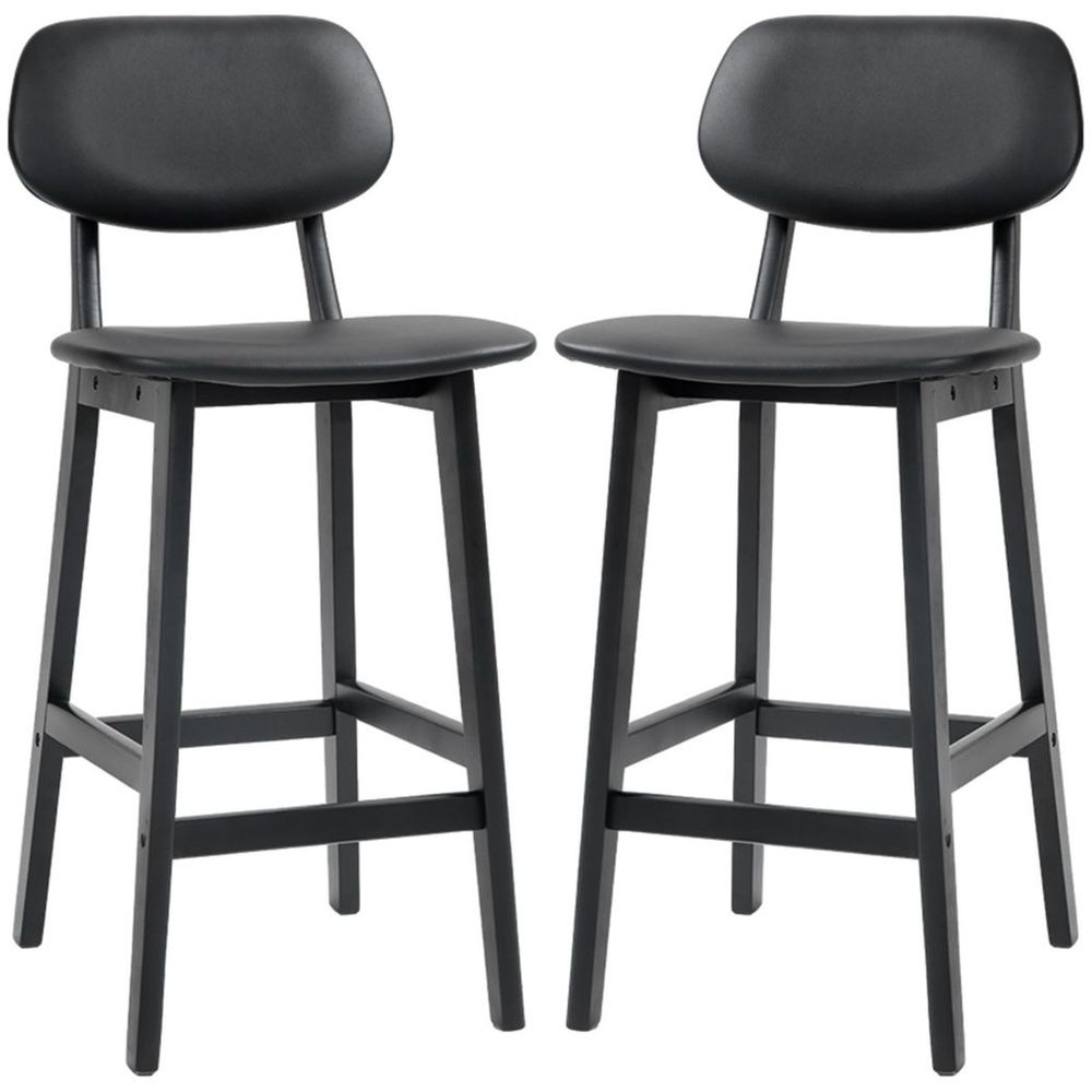 2x Bar Stools / Dining Chairs - Black 42W x 47D x 92Hcm
