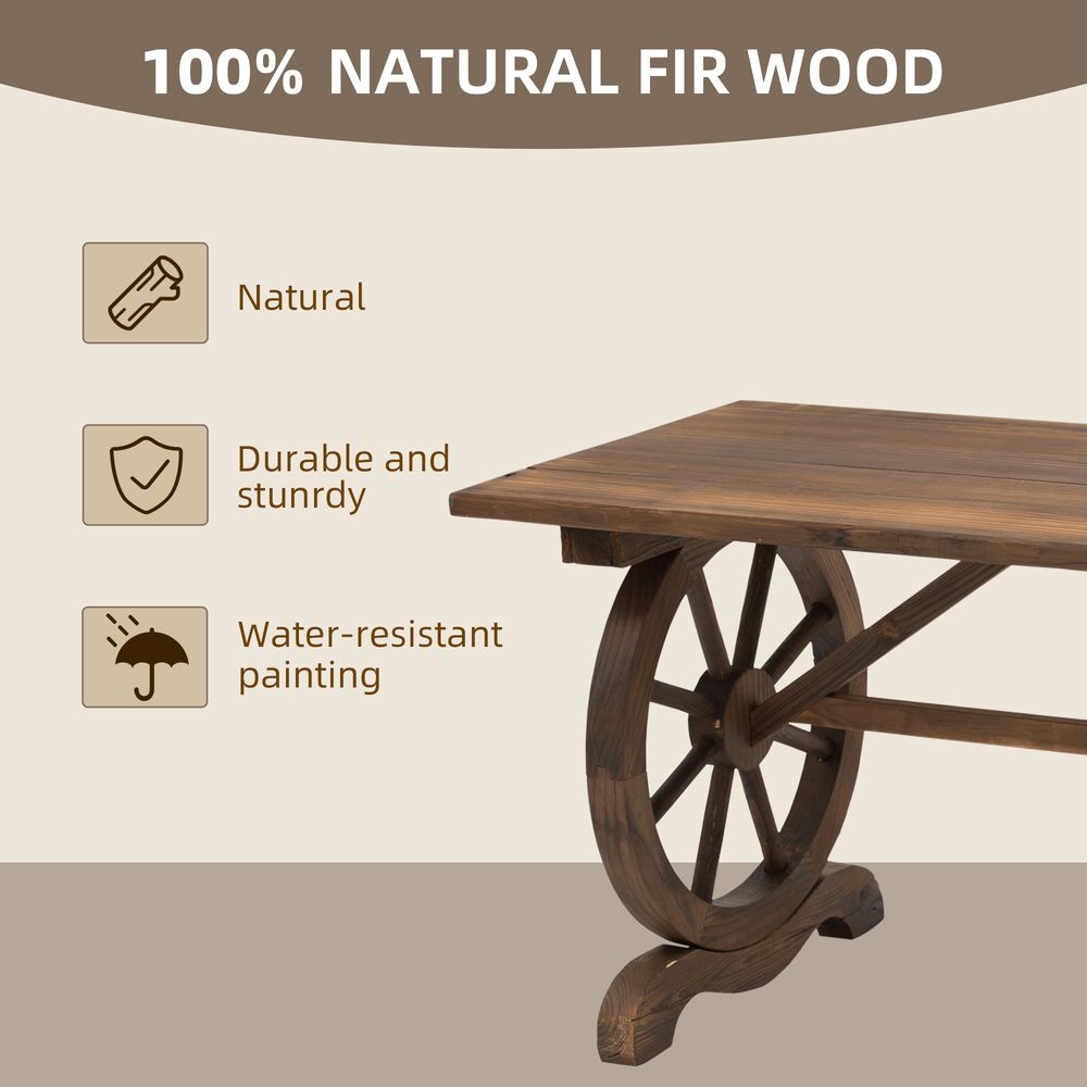 Garden Coffee Table Patio Display Desk Natural Fir Wood Water-Resistant Dining