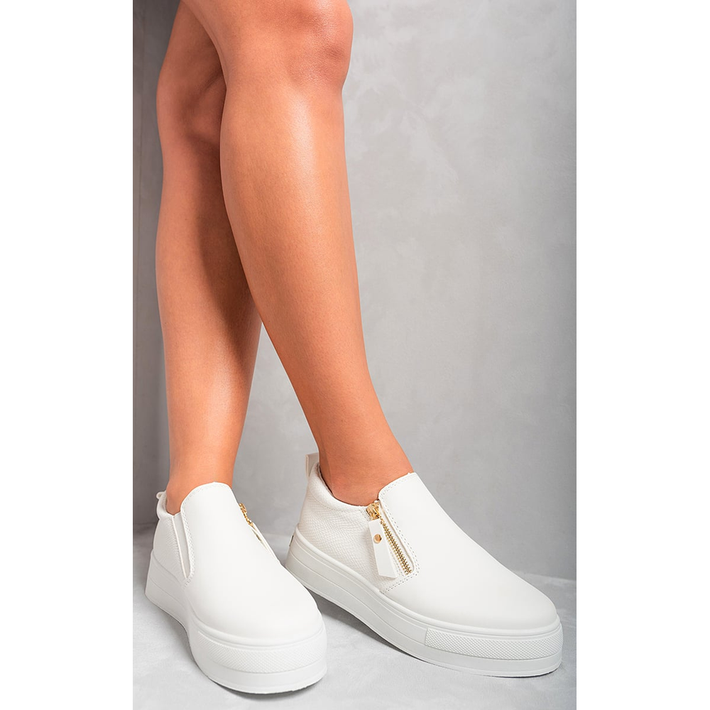 Stylish Zipper Decor Slip On Trainers