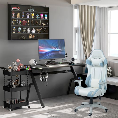 HOMCOM Gaming Chair for Adults Faux Leather Computer Chair w/ 3D Armrests Pink