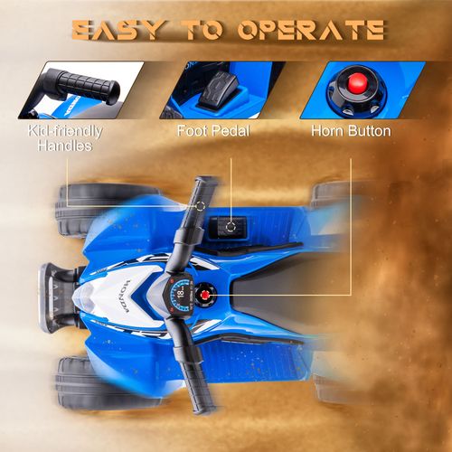 AIYAPLAY Honda Licensed Kids Electric Quad Bike 6V ATV 1.5-3 Years Blue