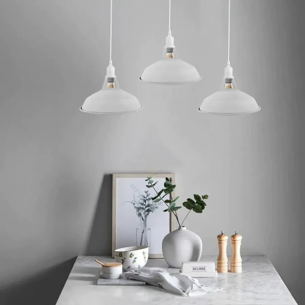 Industrial Vintage Loft Kitchen Bar 3 Lights Fittings Ceiling Lights Chandelier Barn-slotted Metal Light Shade
