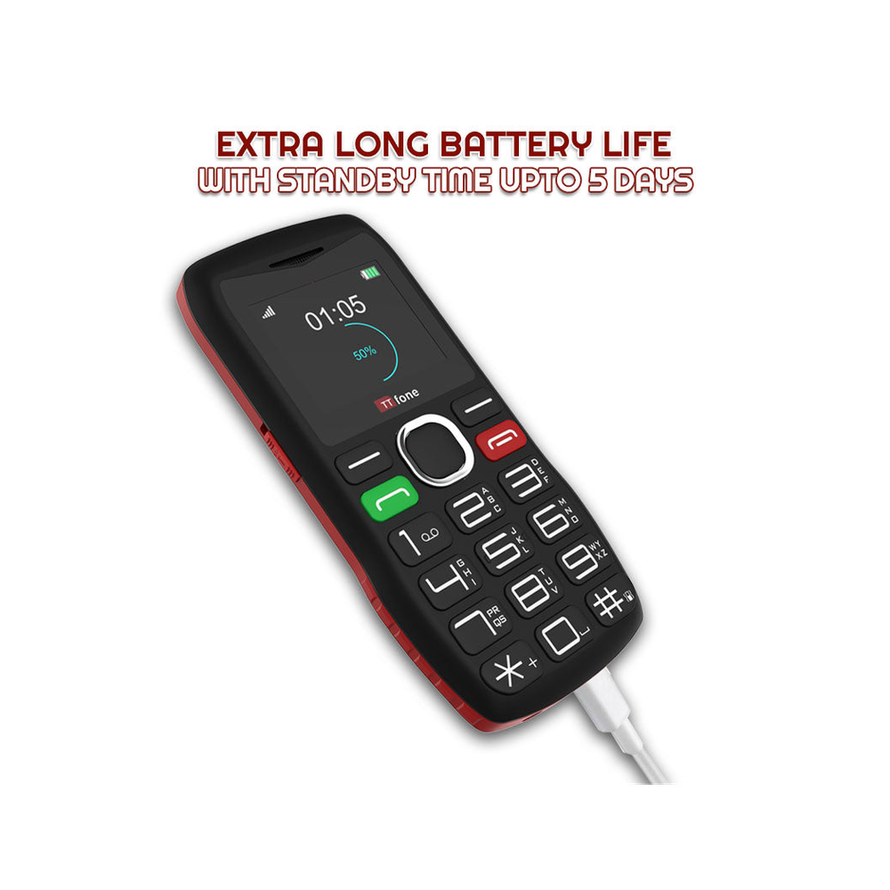 TTfone TT880 Easy-to-Use Big Button Mobile, O2 SIM, USB C Cable