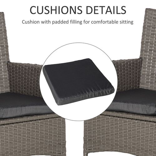 Outsunny 4PC Outdoor Rattan Armchair Wicker Dining Chair Set for Garden Grey
