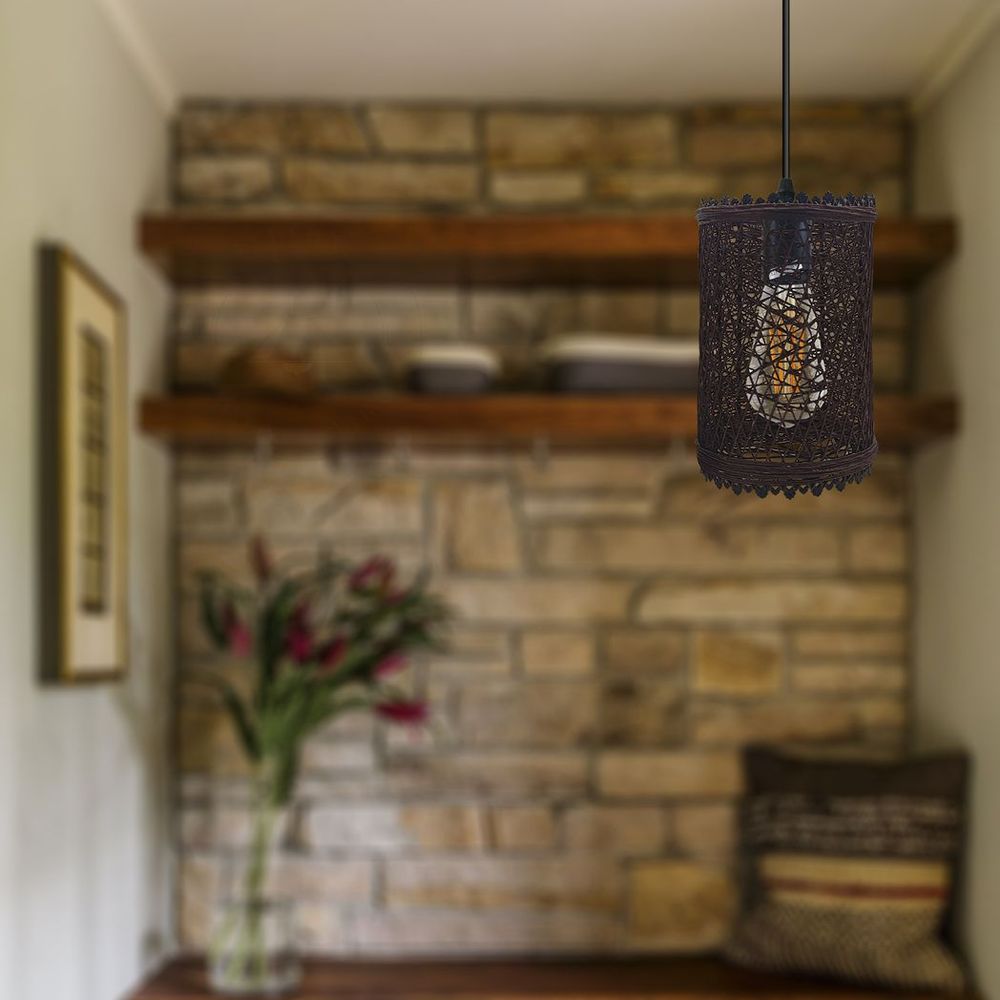 Vintage Rattan Pendant Light - Handmade Adjustable Ceiling Shade - E27 Base - Premium Quality