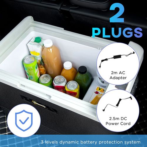 Outsunny 50L Car Refrigerator, Portable Compressor Car Fridge Freezer, Electric Cooler Box with 12/24V DC and 110-240V AC for Camping, Driving, Picnic, Down to -20℃