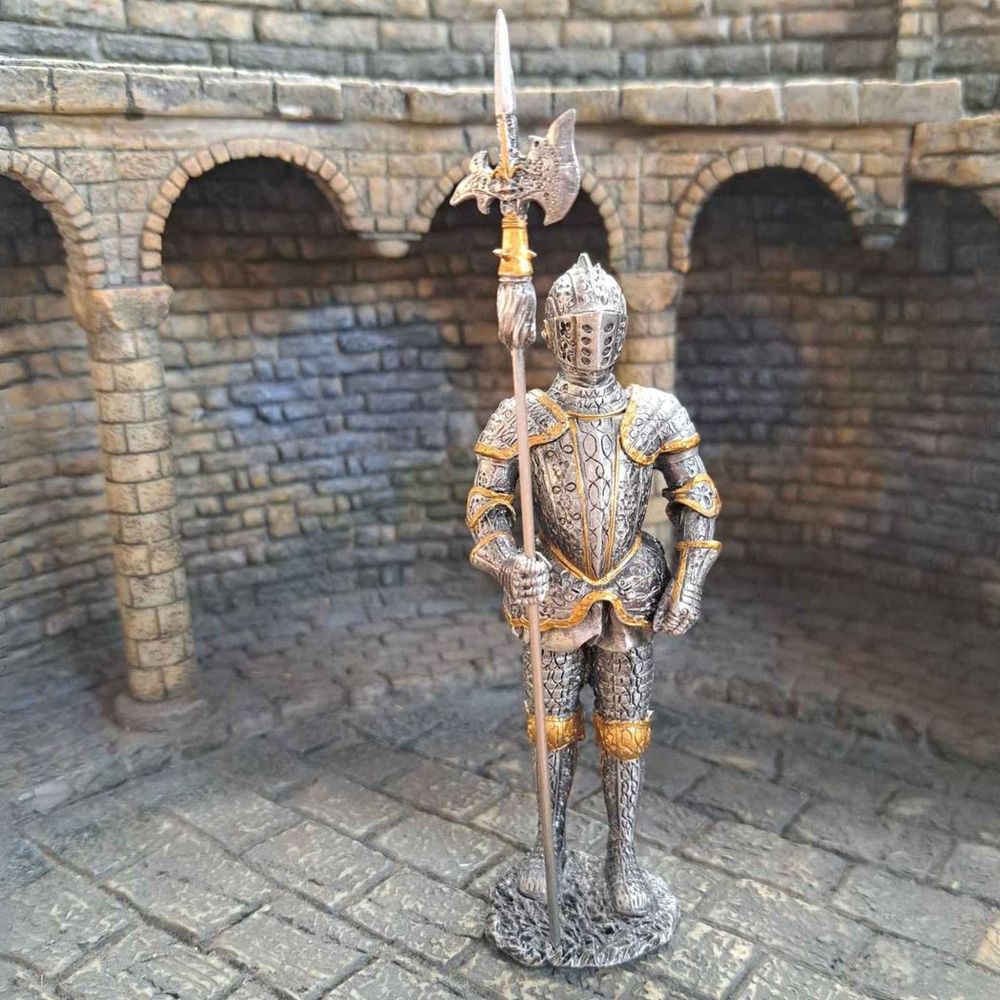 Knight With Halberd - 16th Century 14cm height Solid Metal Sculpture Figure