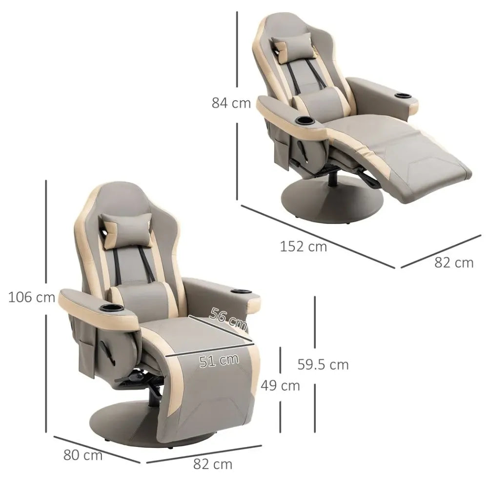 Manual Recliner Armchair PU Sofa Chair w/ Adjustable Leg Rest & 135 Reclining