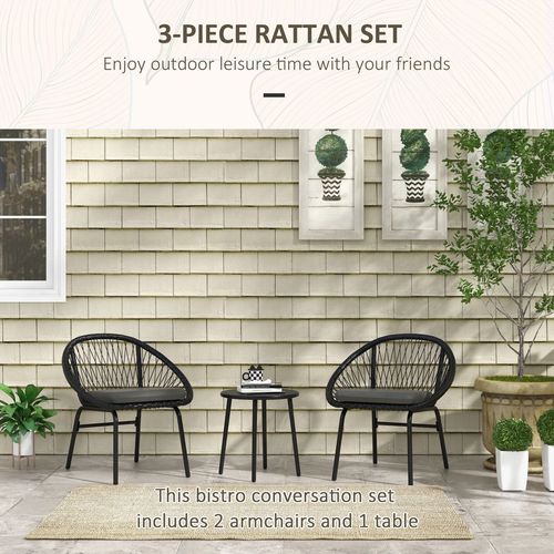 Outsunny 3 Piece Garden Furniture Set, Bistro Set w/ 2 Chairs & 1 Coffee Table