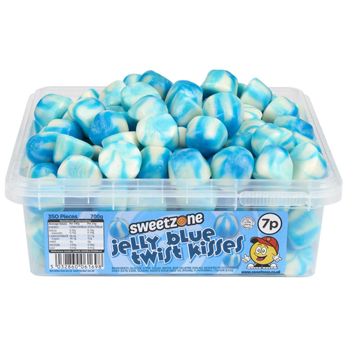 7p Jelly Blue Twist Kisses 700g Tub Sweets