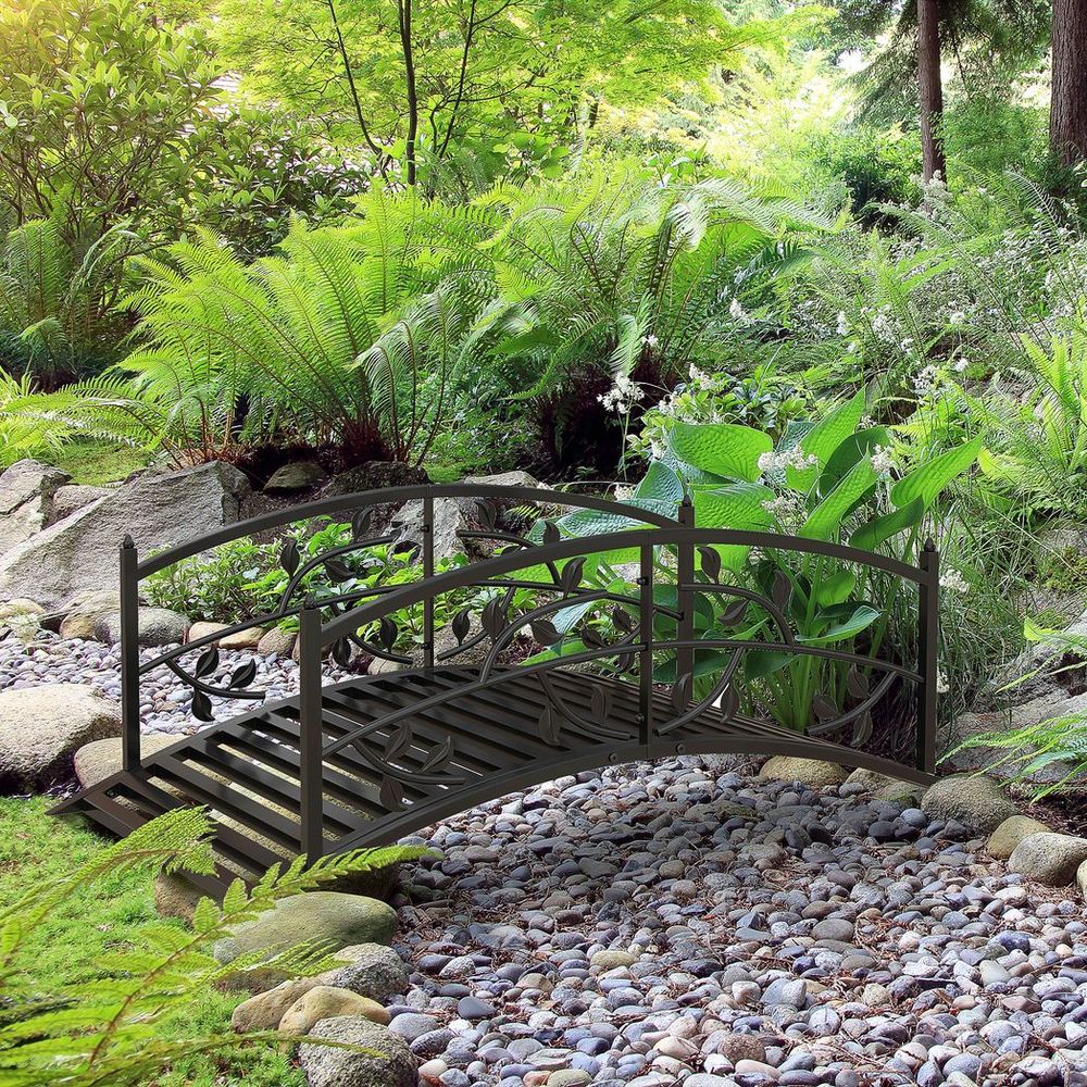 Outsunny 1.2M Classic Arch Bridge for Ponds, Creeks, Streams - Elegant Black Design