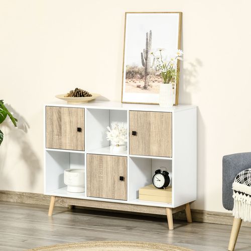 HOMCOM Bookcase, Display Cabinet with 6 Storage Cubes for Living Room