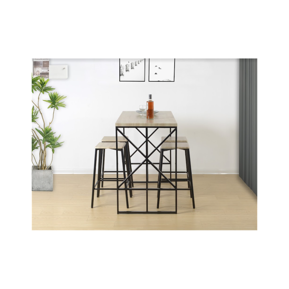 5 Piece Breakfast Bar Set Table in OAK - TAVOLO