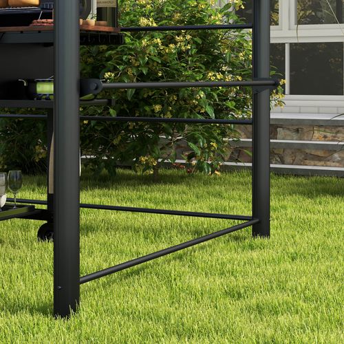 Outsunny BBQ Patio Canopy Gazebo with Interlaced Polycarbonate Roof 2 Shelves