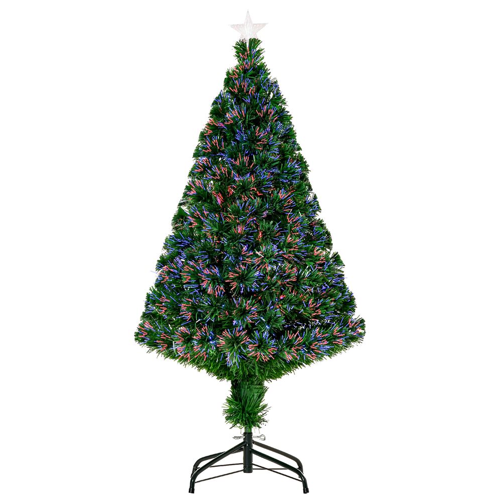 Pre-Lit Fibre Optic Artificial Christmas Tree Tree Topper Multi-Colour 4ft