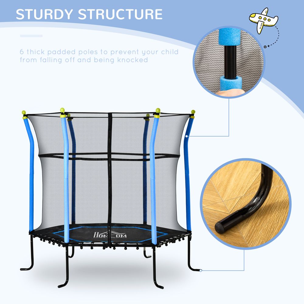 High Quality 5.2FT Blue Kids Trampoline | Enclosed | Indoor & Outdoor | Ages 3-10