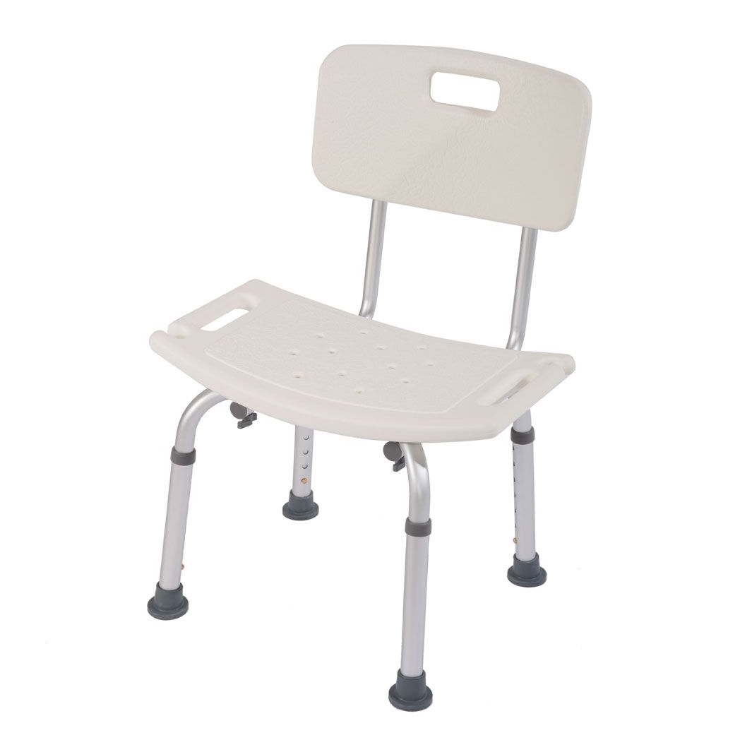Medical Bathroom Safety Shower Tub Aluminium Alloy Bath Chair Seat Bench with Removable Back White