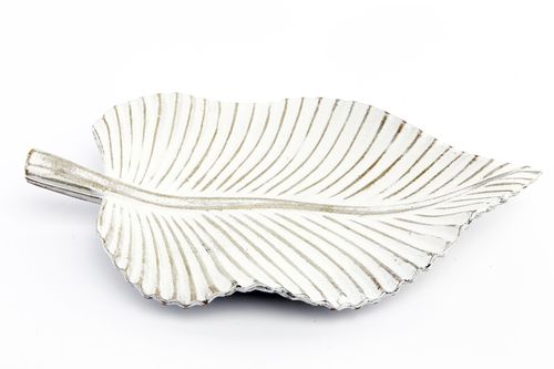 Antique White Leaf Tray
