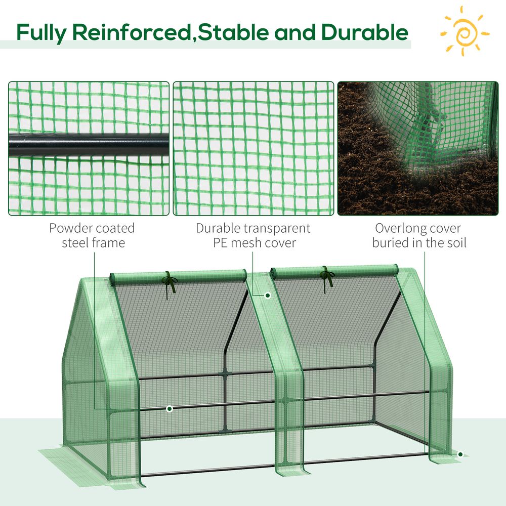 Portable Mini Greenhouse | Steel Frame & PE Cover | 180x90x90cm | Ideal for Small Spaces