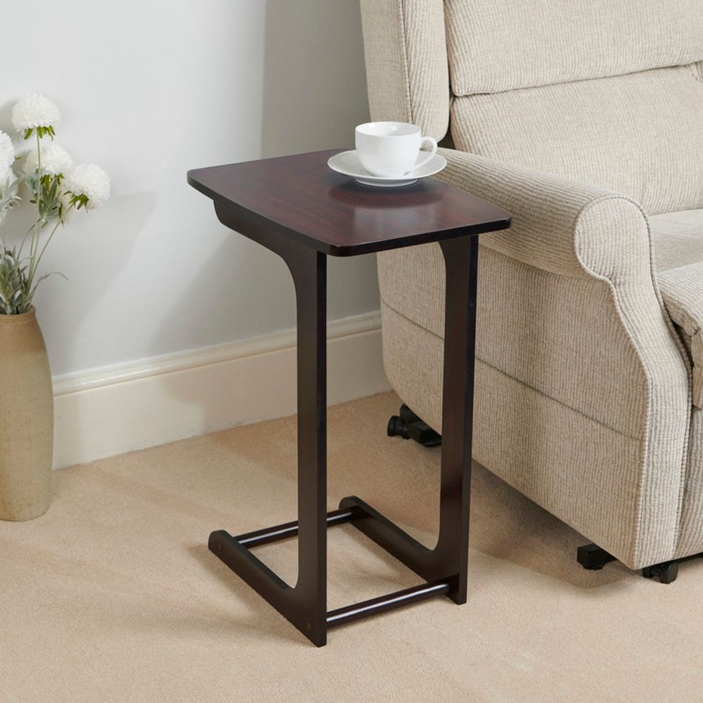 Greenhurst C Shaped Sofa Side Table, Compact Size Veneer Finish W30 x D44 x H60cm