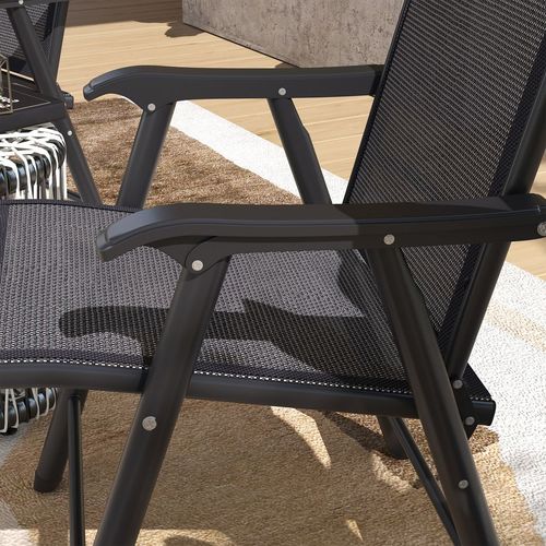 Outsunny 2-PCS Garden Armchairs Outdoor Patio Folding Modern Furniture Grey