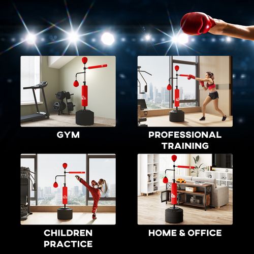 HOMCOM 3-in-1 Punching Bag with 2 Speedballs, 360° Reflex Bar