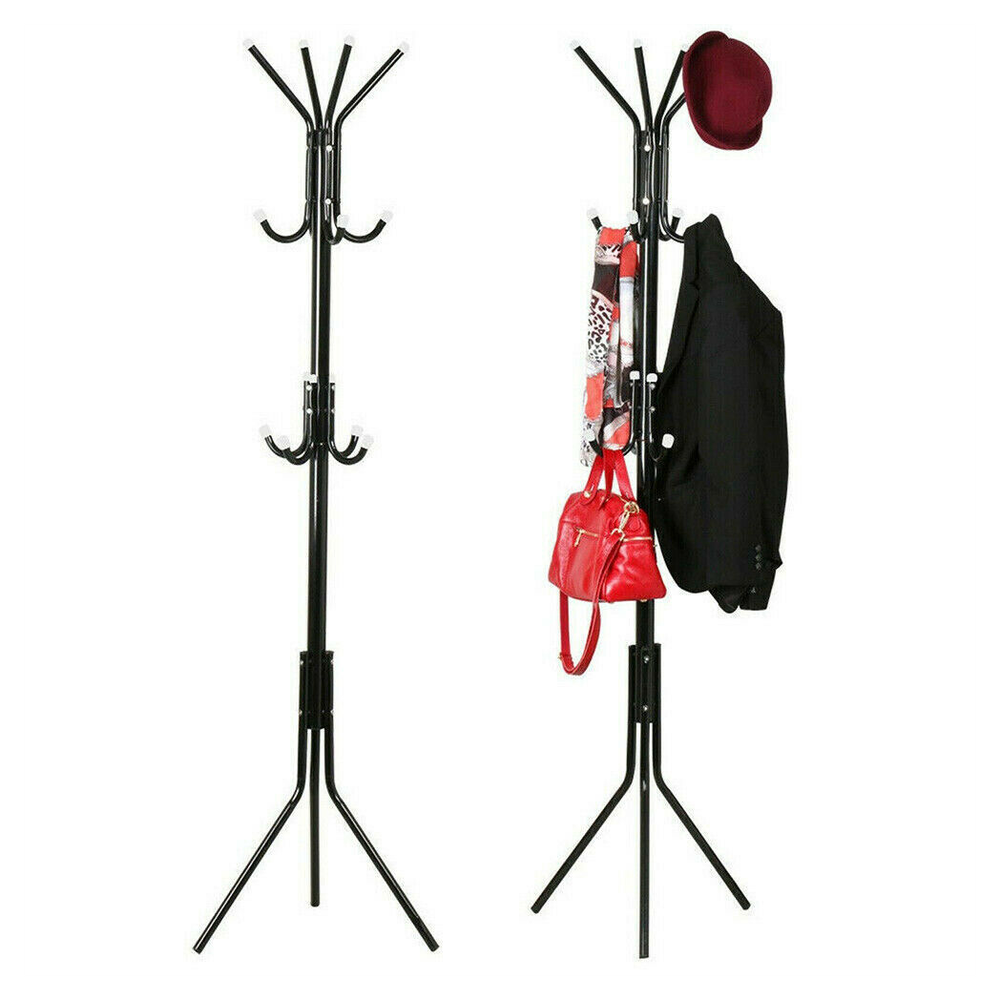 Coat Stand Coat/Hat/Jacket/Umbrella Floor Standing Rack Clothes Hanger Hooks UK