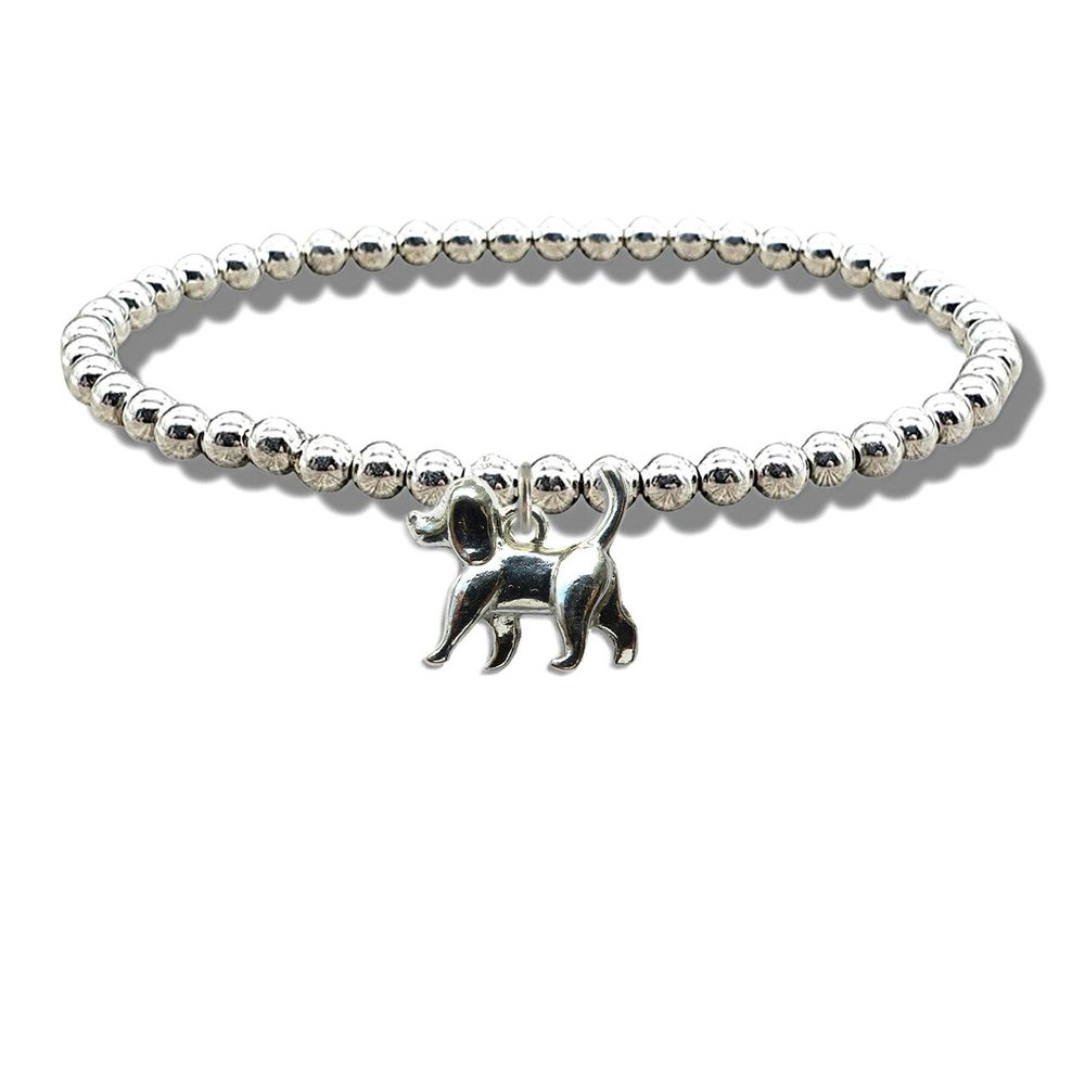 Premium Walking Dog Silver Beaded Bracelet