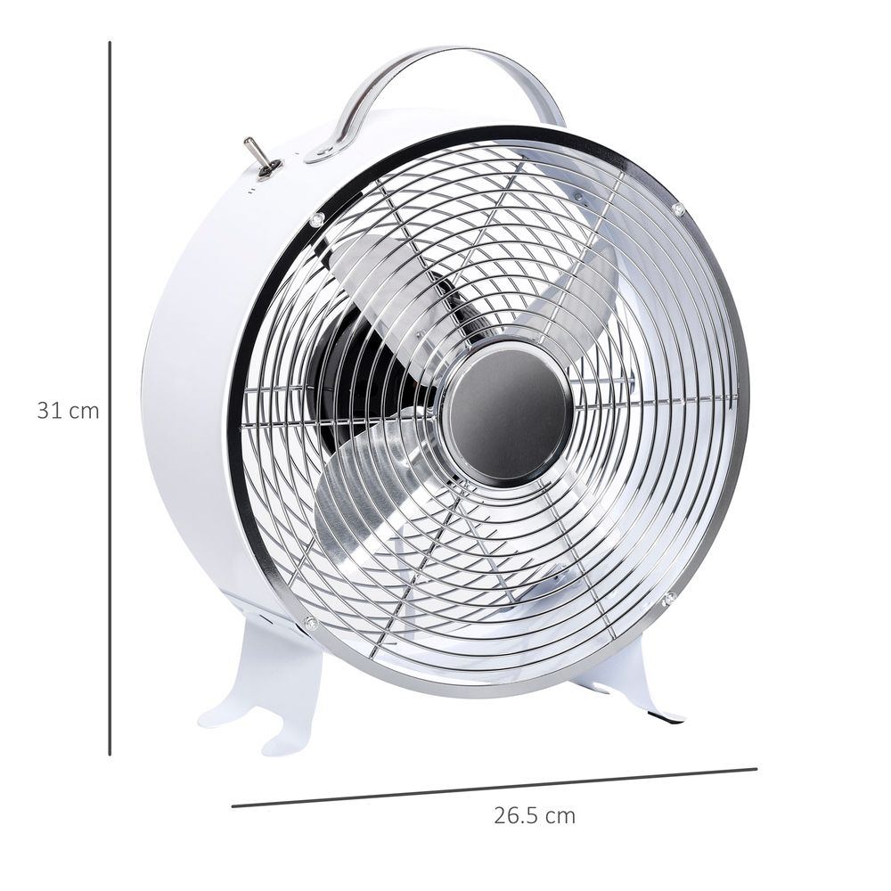 HOMCOM 10" 2-Speed Electric Table Desk Fan w/Safety Guard Anti-Slip Feet Portable Personal Cooling Fan Home Office Bedroom White