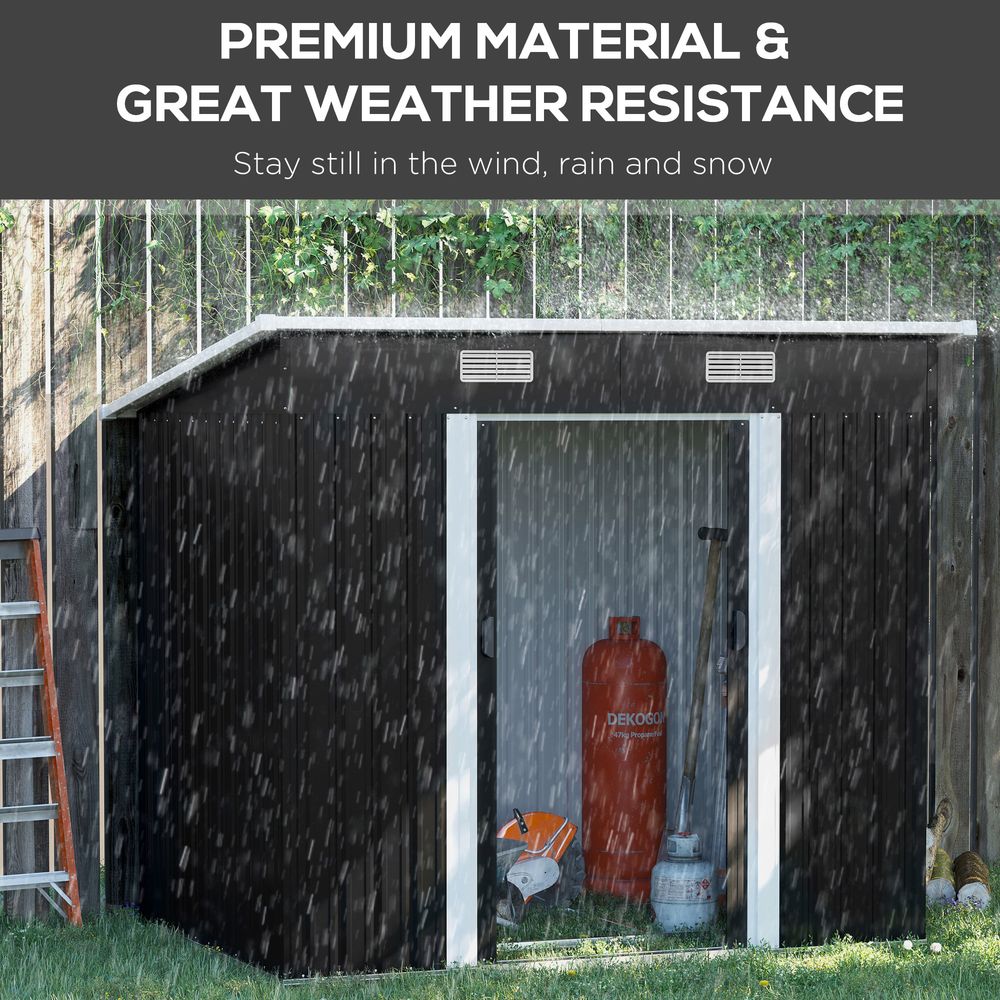 6.8 x 4.3ft Outdoor Garden Storage Shed, Tool Storage Box Black 6.8x4.3ft