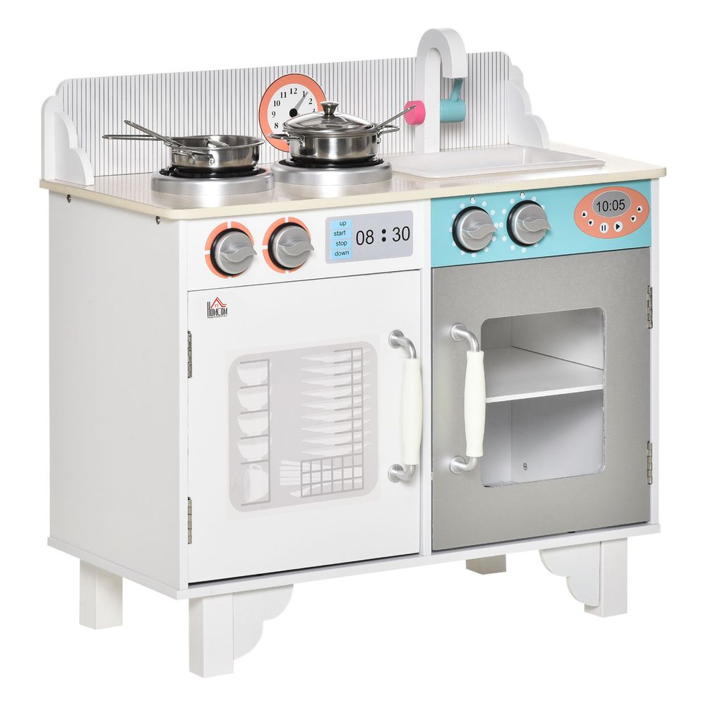 Premium Kids Wooden Toy Kitchen Playset - Pretend Play with Realistic Sink & Pots