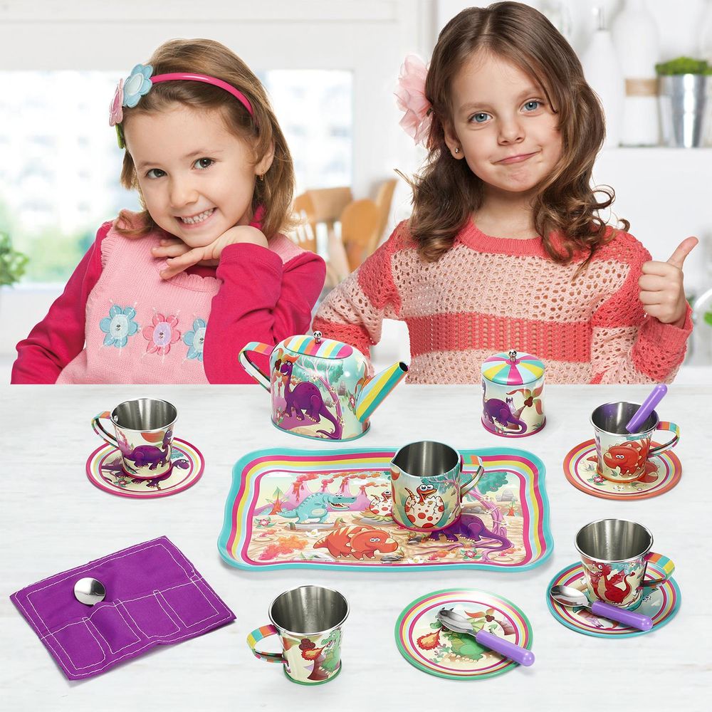 Soka 18pc Dinosaur Tin Tea Set