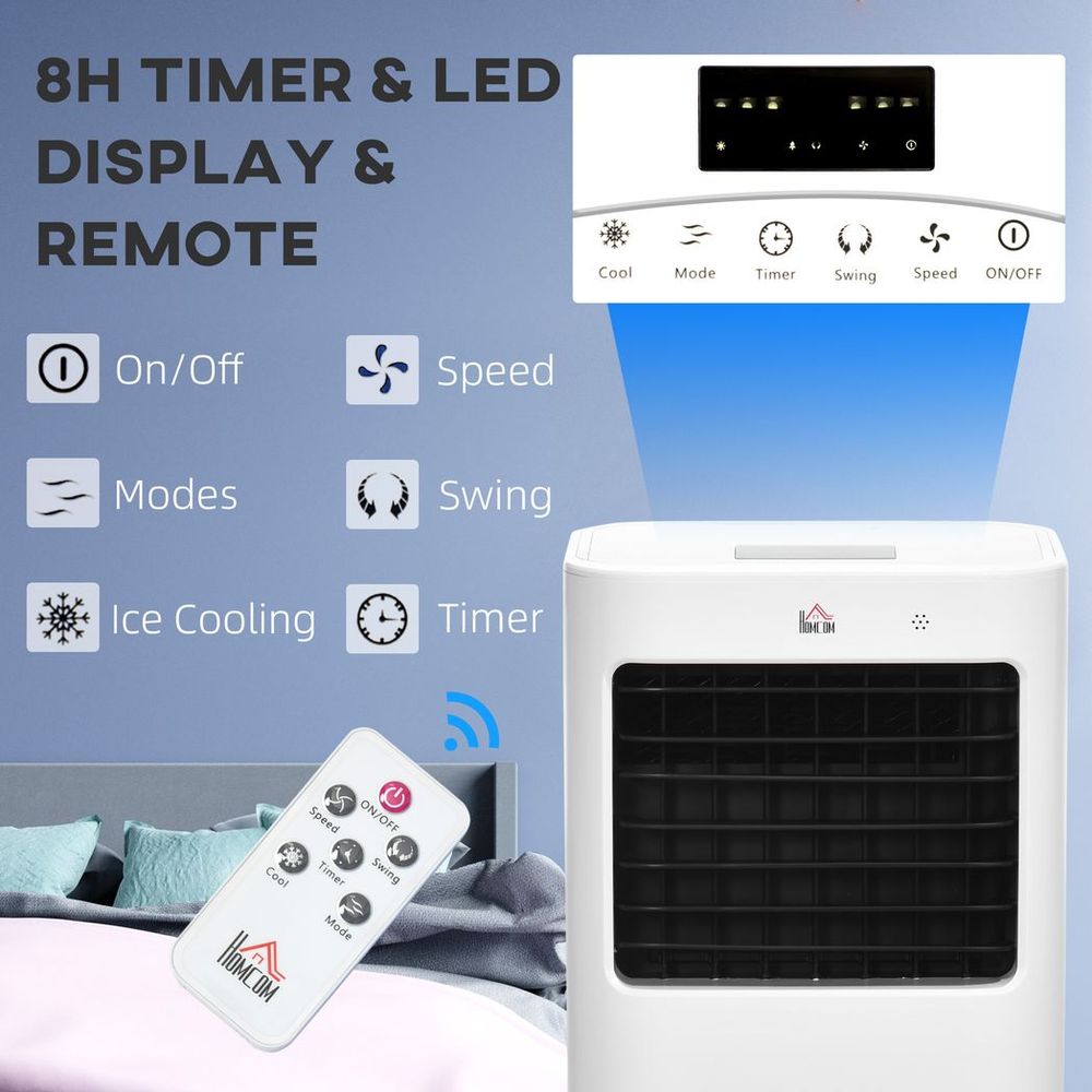 HOMCOM Evaporative Air Cooler Fan Humidifier, Portable & Powerful - Perfect for Home & Office