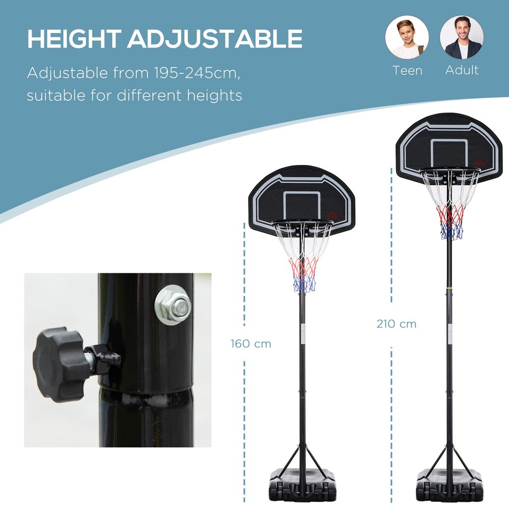 Premium Adjustable Basketball Hoop Stand | Wheels & Weight Base | HOMCOM